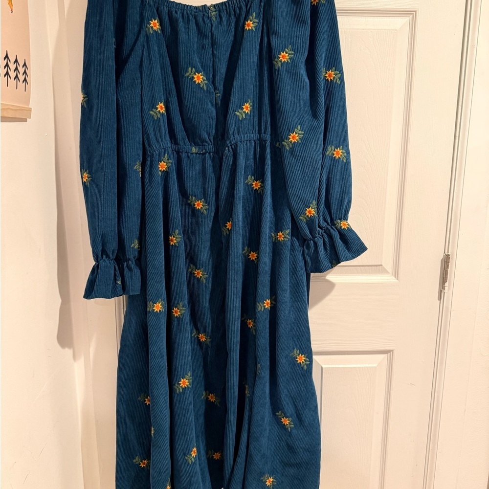 SHEIN Curve Teal Floral Button Front Maxi Dress - Picture 2 of 8